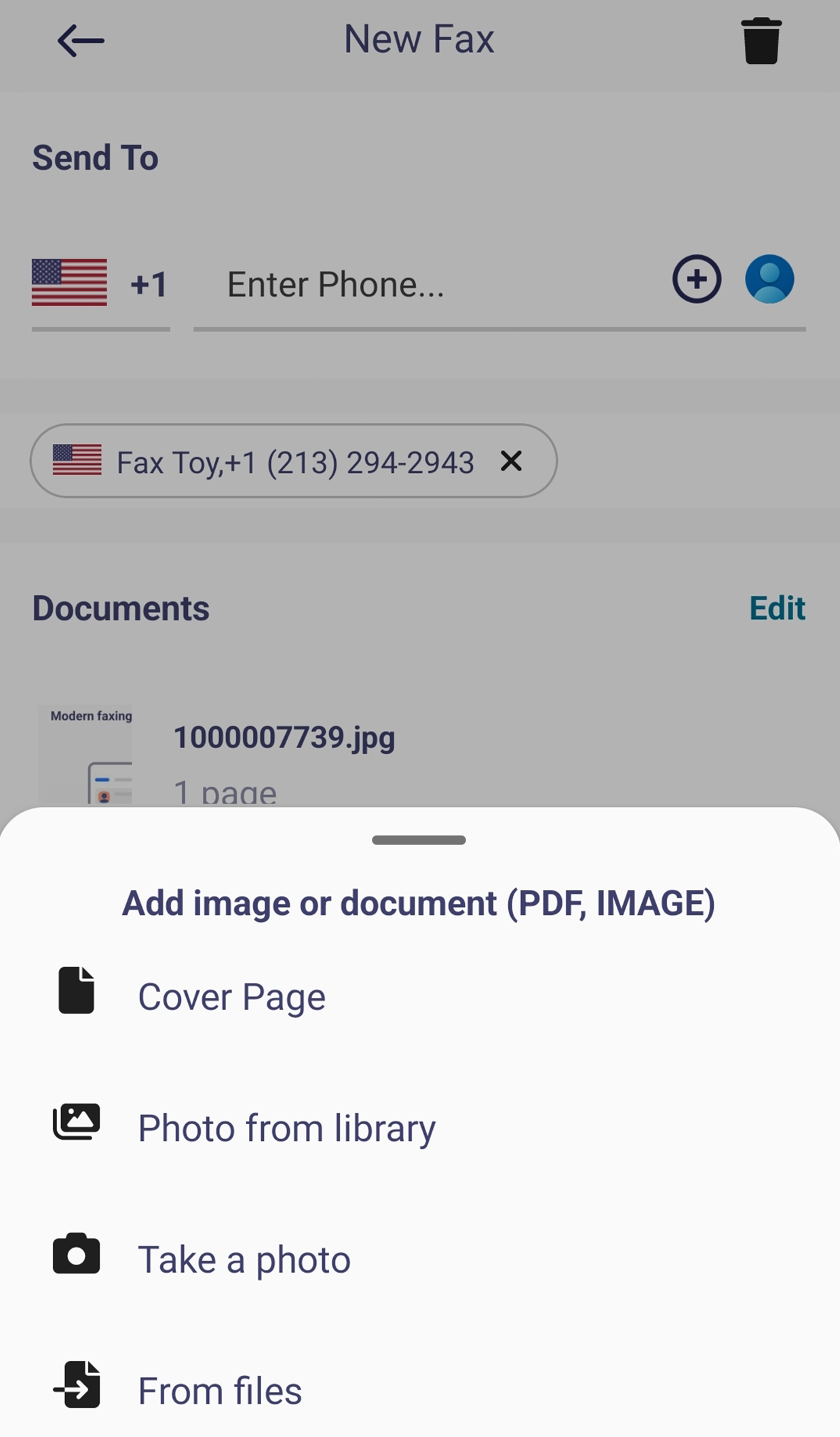 Add Fax Pages - Fax Desk App